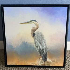 Wall Art Heron on A Rock 20” by 20”- Painting on Canvas‎